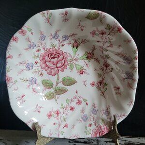 Vintage Johnson Brothers Rose Chintz Square Bowl 7" Made In England